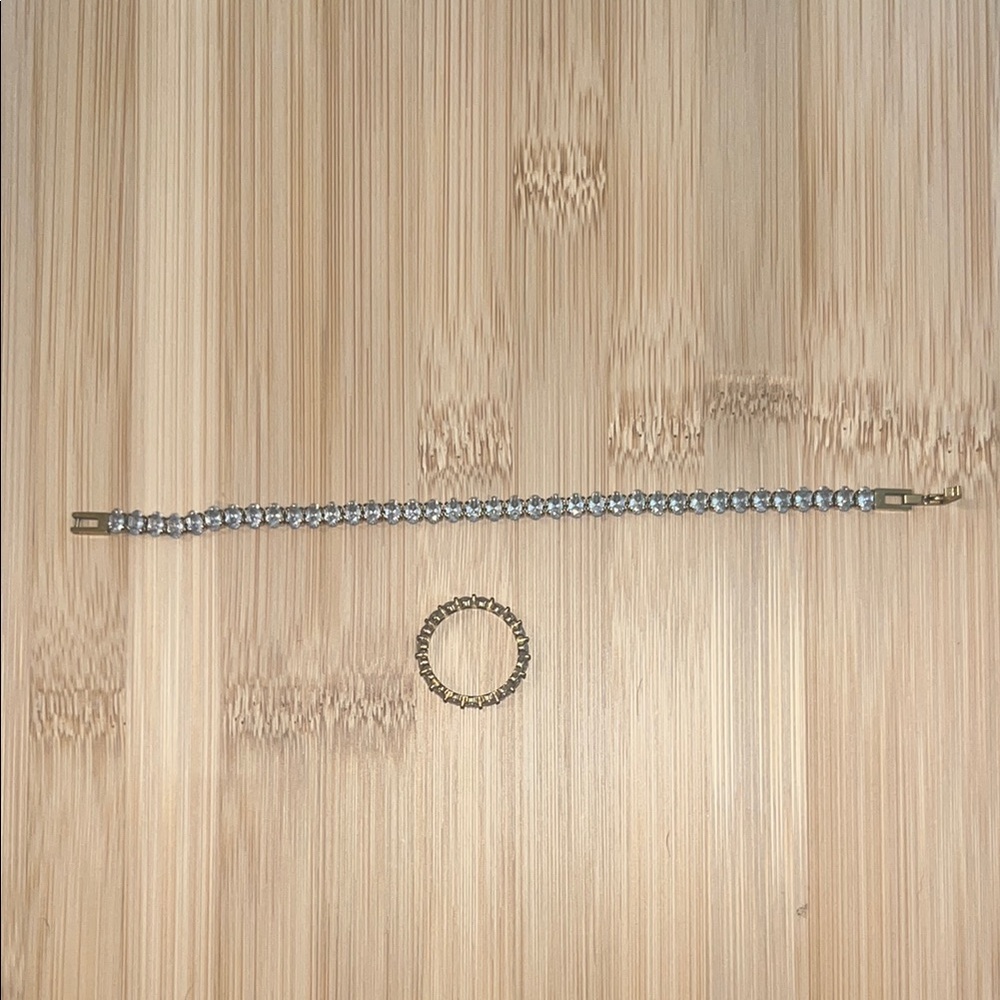 Gorgeous Diamond CZ Tennis Bracelet and Tennis Ring Set